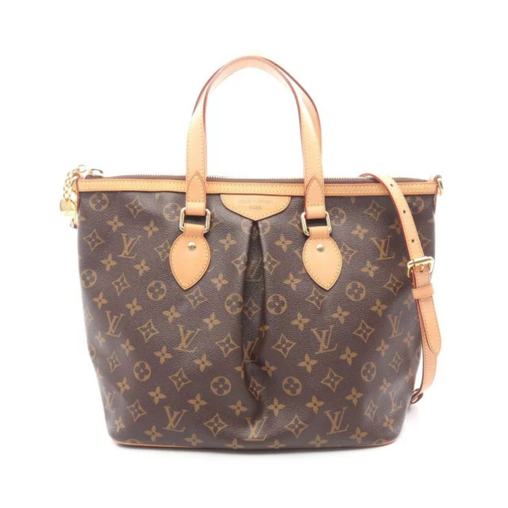 Louis Vuitton Palermo Monogram Handbag Canvas Leather Brown
